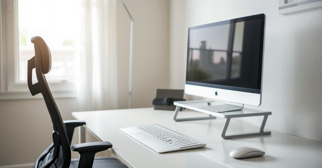 Proper monitor placement in a productive desk setup