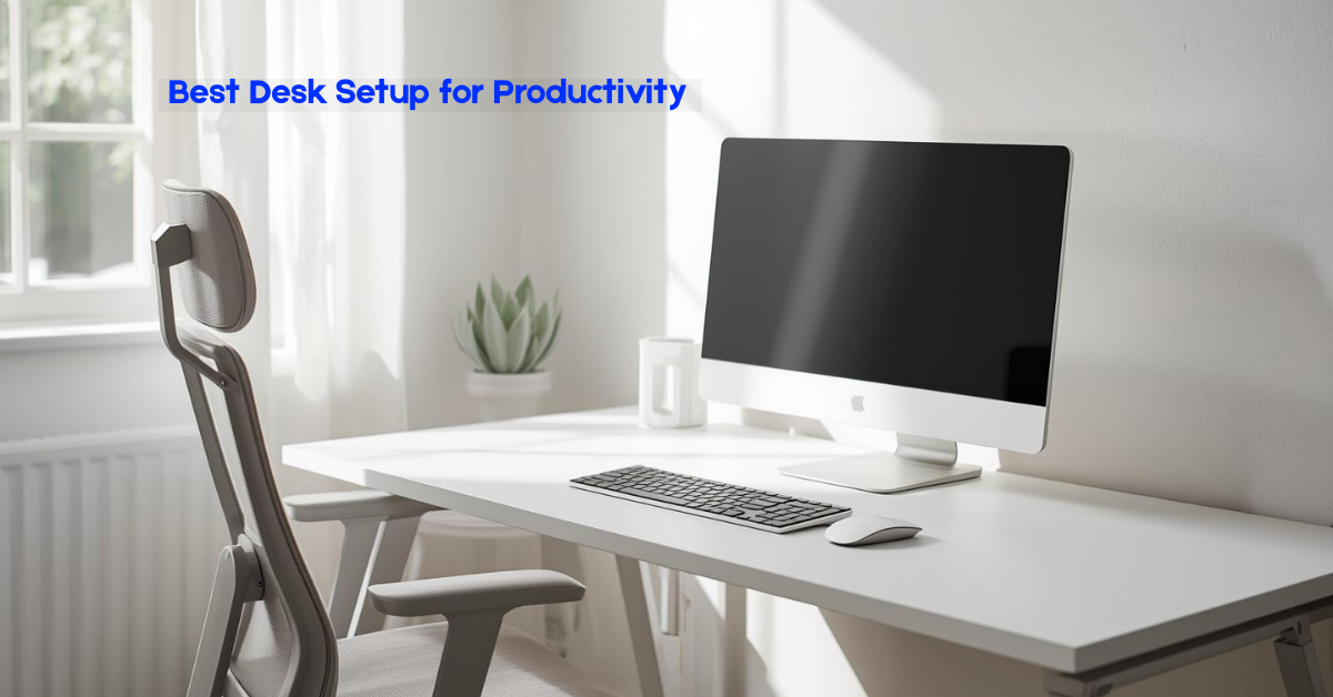 Minimalist desk setup for productivity with ergonomic chair and organized workspace