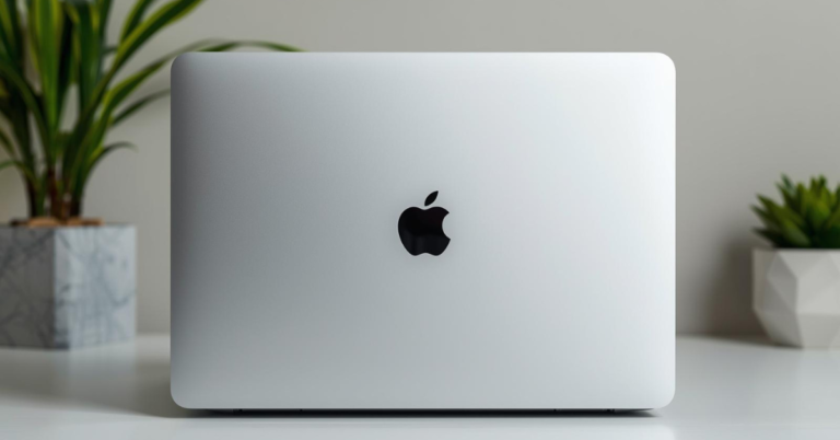 MacBook Pro 16.2-inch with M4 Max chip displayed on a desk, featuring a large high-resolution screen and sleek aluminum design for professional use.