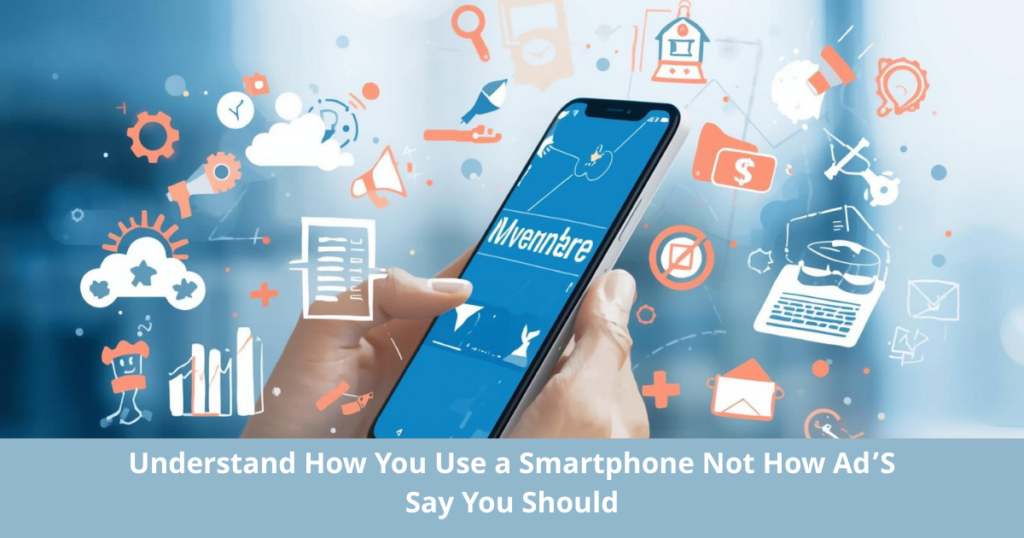 llustration showing common smartphone buying mistakes, with a phone display next to a warning symbol and a checklist highlighting brand obsession, ignoring personal needs, overpaying for features, and skipping reviews.