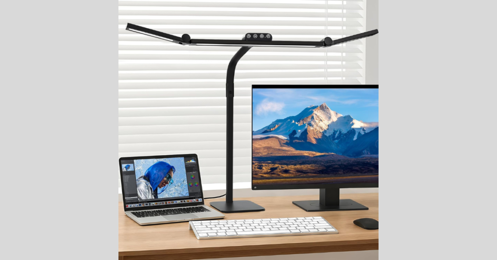 Compact desk lamp providing focused lighting for small workspaces
