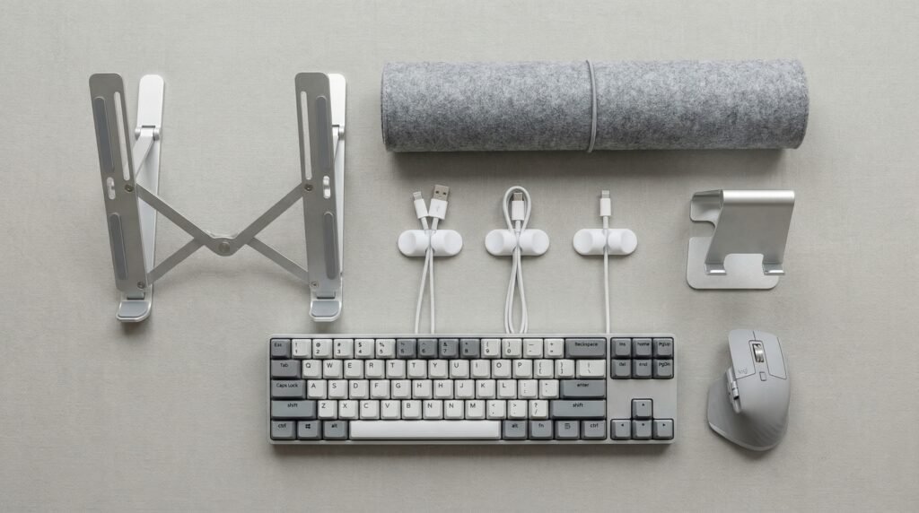 Focus desk accessories that improve productivity in a small space setup