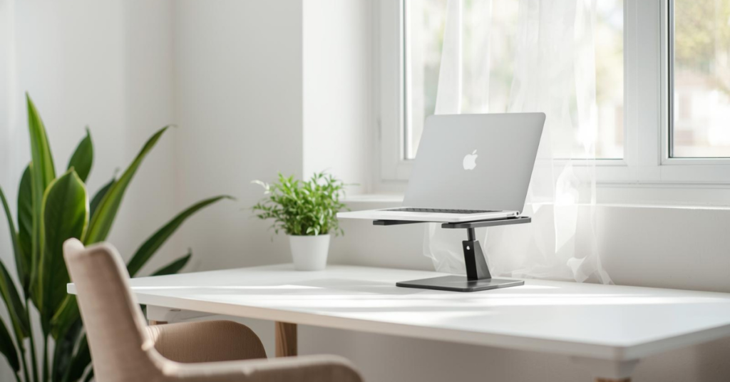 Small space desk setup designed to reduce burnout and support focus