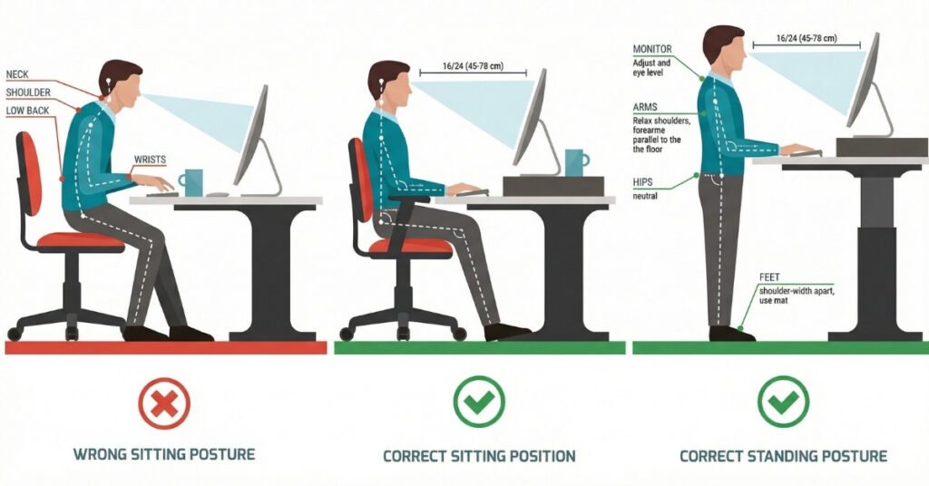Ergonomic office chair positioned at a minimalist aesthetic desk setup in a small home office.